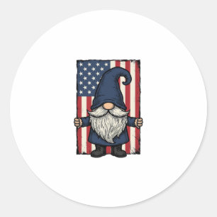 Patriotic Gnome Vintage Flag Shirt Design_1 Classic Round Sticker