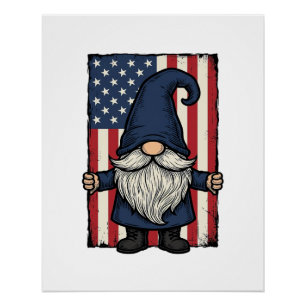Patriotic Gnome Vintage Flag Shirt Design_1 Poster