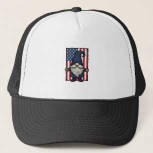 Patriotic Gnome Vintage Flag Shirt Design_1 Trucker Hat
