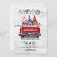 Patriotic Gnome Vintage Red Truck 4th of July BBQ