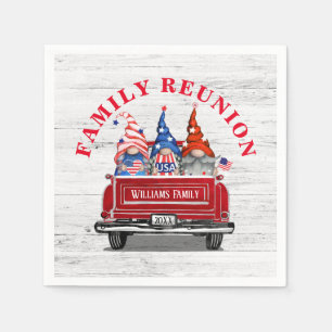 Patriotic Gnome Vintage Red Truck Family Reunion Napkin