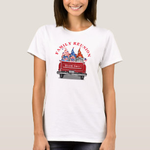 Patriotic Gnome Vintage Red Truck Family Reunion T-Shirt
