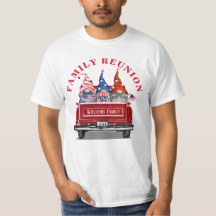 Patriotic Gnome Vintage Red Truck Family Reunion T-Shirt