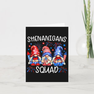 Patriotic Gnomes 4th Of July Funny Shenanigans Squ Card