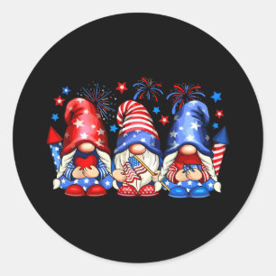 Patriotic Gnomes 4th Of July Usa Men Women Kids 1 Classic Round Sticker