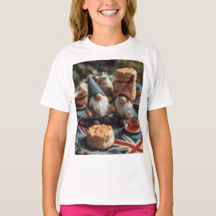 Patriotic Gnomes Enjoying British Afternoon Tea  T-Shirt