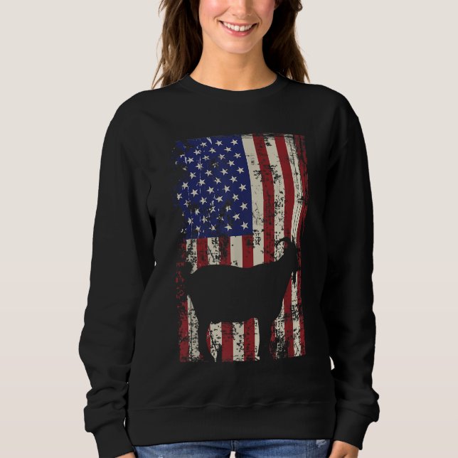 Patriotic Goat 4th of July American Flag Sweatshirt (Front)