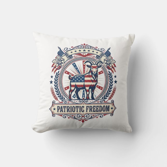 Patriotic Goat Farm Vector Graphic Tee_1 Cushion (Front)