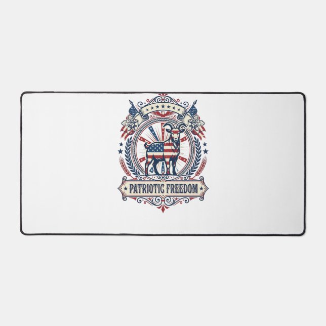 Patriotic Goat Farm Vector Graphic Tee_1 Desk Mat (Front)