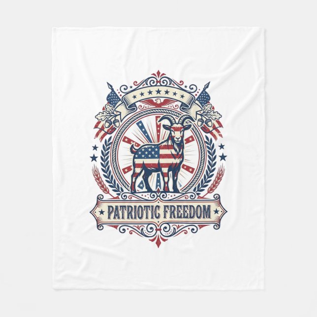 Patriotic Goat Farm Vector Graphic Tee_1 Fleece Blanket (Front)