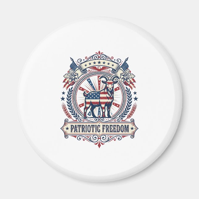 Patriotic Goat Farm Vector Graphic Tee_1 Magnet (Front)