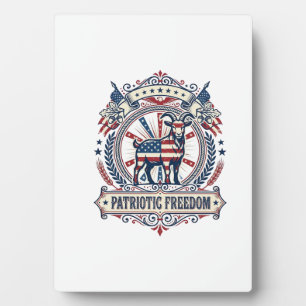 Patriotic Goat Farm Vector Graphic Tee_1 Plaque
