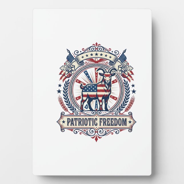 Patriotic Goat Farm Vector Graphic Tee_1 Plaque (Front)
