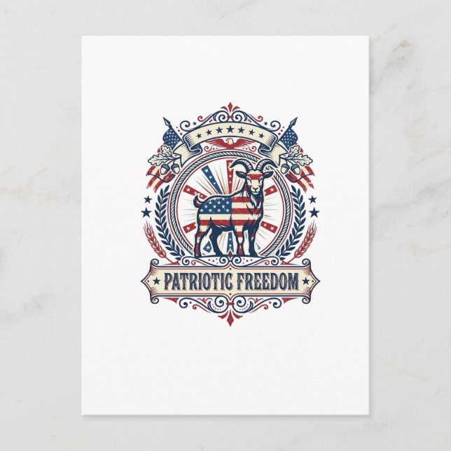 Patriotic Goat Farm Vector Graphic Tee_1 Postcard (Front)