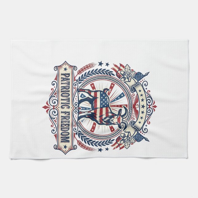 Patriotic Goat Farm Vector Graphic Tee_1 Tea Towel (Horizontal)