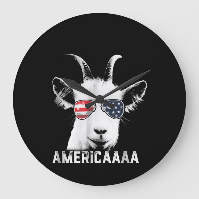 Patriotic Goat Funny Goat America Large Clock (Front)