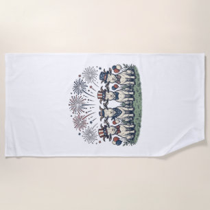 Patriotic Goats Fireworks Vintage Shirt Design_1 Beach Towel