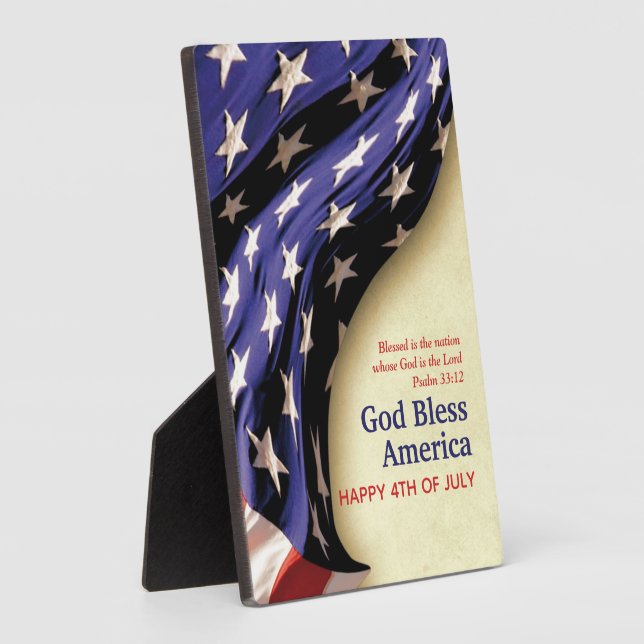 Patriotic GOD BLESS AMERICA 4th JULY Plaque (Side)