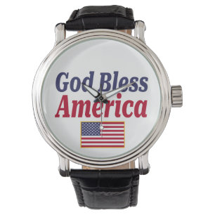 Patriotic God Bless America Flag Watch