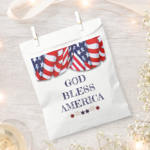 Patriotic God Bless America Red White Blue Bunting Favour Bags