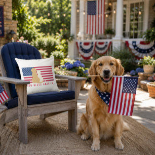 Patriotic God Bless America Throw Pillow