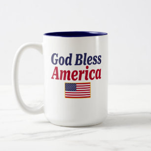 Patriotic God Bless America Two-Tone Coffee Mug