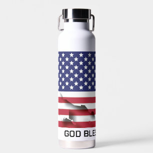 Patriotic GOD BLESS AMERICA USA Flag Water Bottle