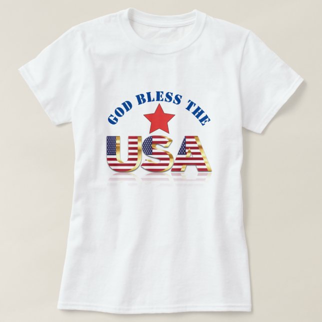 Patriotic God Bless USA / 4th of July Holiday  T-Shirt (Design Front)