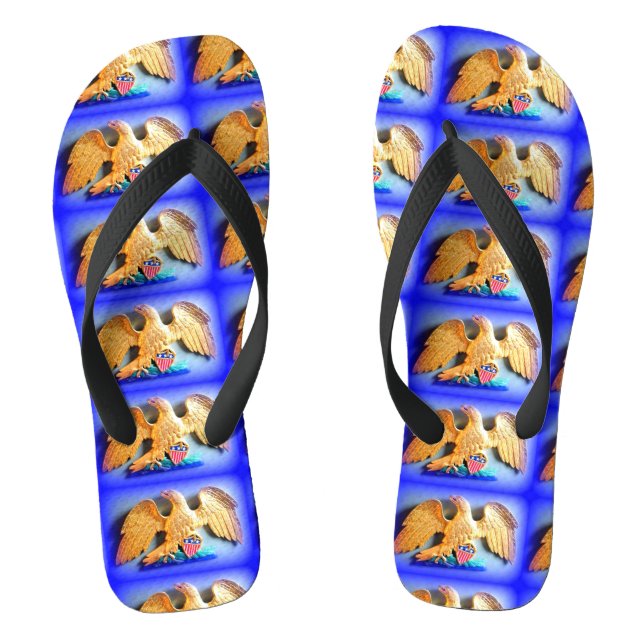 patriotic gold eagles  blue jandals (Footbed)