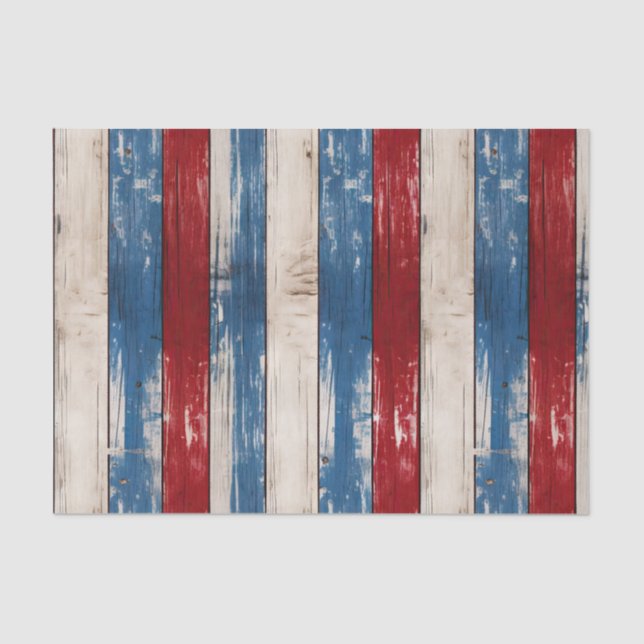 Patriotic Gold Vote Faux Wood Americana  Tissue Paper (Front)