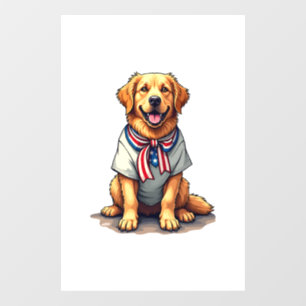 Patriotic Golden Dog Vintage Engraving Shirt 2