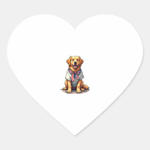 Patriotic Golden Dog Vintage Engraving Shirt 2 Heart Sticker