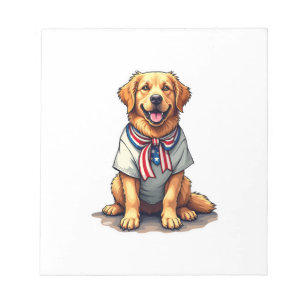 Patriotic Golden Dog Vintage Engraving Shirt 2 Notepad