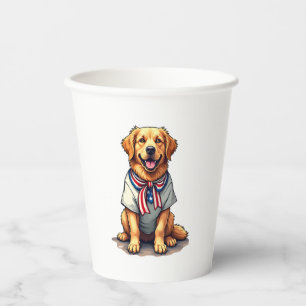 Patriotic Golden Dog Vintage Engraving Shirt 2 Paper Cups