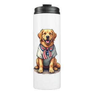 Patriotic Golden Dog Vintage Engraving Shirt 2 Thermal Tumbler