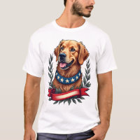 Patriotic Golden Retriever Americana Art Tee 2