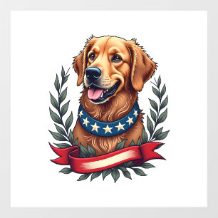 Patriotic Golden Retriever Americana Art Tee 2