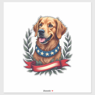 Patriotic Golden Retriever Americana Art Tee 2
