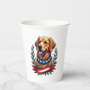 Patriotic Golden Retriever Americana Art Tee 2 Paper Cups