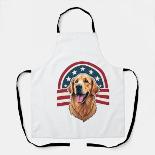 Patriotic Golden Retriever Arc Layout Shirt 2 Apron