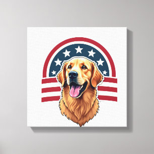 Patriotic Golden Retriever Arc Layout Shirt 2 Canvas Print
