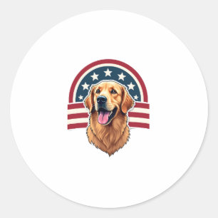 Patriotic Golden Retriever Arc Layout Shirt 2 Classic Round Sticker