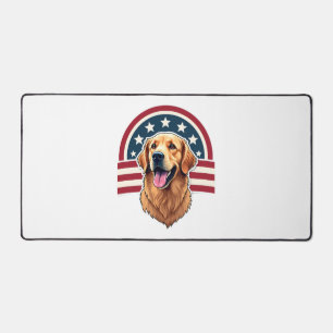 Patriotic Golden Retriever Arc Layout Shirt 2 Desk Mat