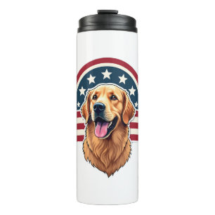 Patriotic Golden Retriever Arc Layout Shirt 2 Thermal Tumbler