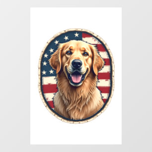 Patriotic Golden Retriever Badge Vintage Tee 4