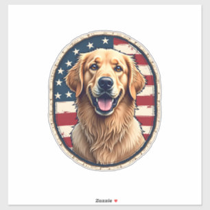 Patriotic Golden Retriever Badge Vintage Tee 4