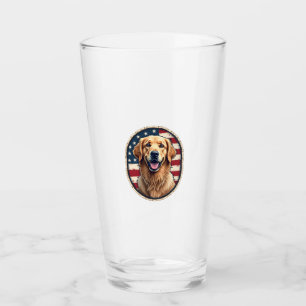 Patriotic Golden Retriever Badge Vintage Tee 4 Glass