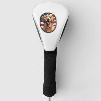 Patriotic Golden Retriever Badge Vintage Tee 4 Golf Head Cover
