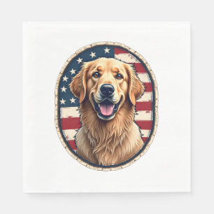 Patriotic Golden Retriever Badge Vintage Tee 4 Napkin