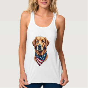 Patriotic Golden Retriever Bandana Vintage Tee
